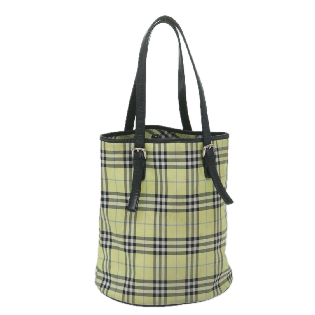 BurberrySs Nova Check Blue Label Shoulder Bag Nylon Yellow Auth bs11447