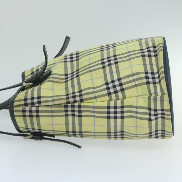 BurberrySs Nova Check Blue Label Shoulder Bag Nylon Yellow Auth bs11447