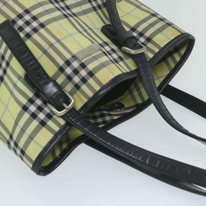 BurberrySs Nova Check Blue Label Shoulder Bag Nylon Yellow Auth bs11447