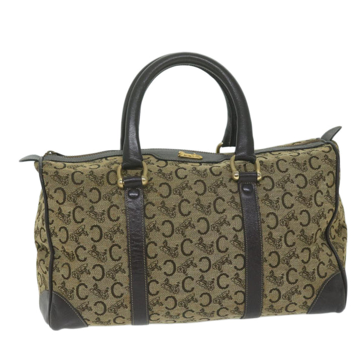 Celine C Macadam Canvas Boston Bag Brown Auth bs11460