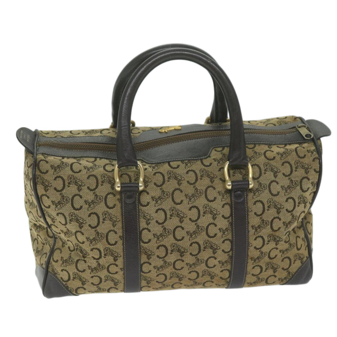 Celine C Macadam Canvas Boston Bag Brown Auth bs11460