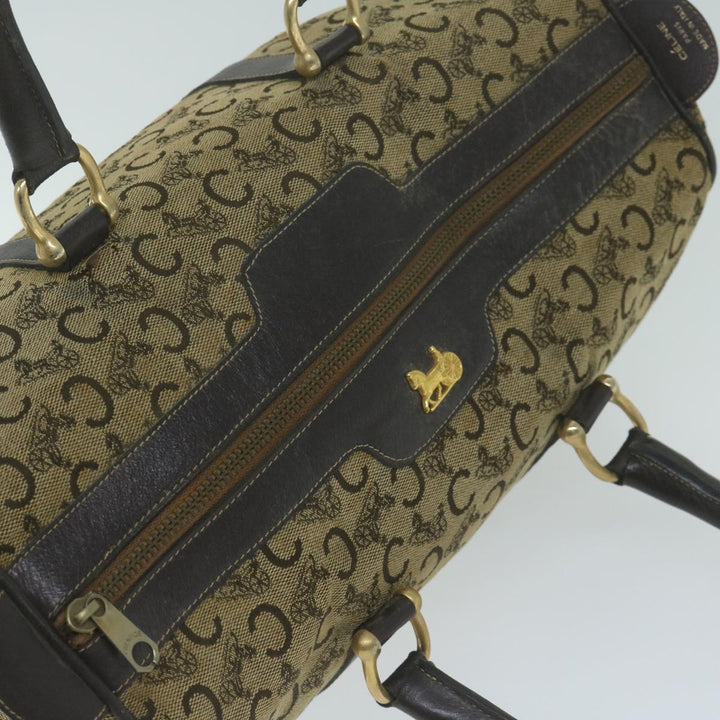 Celine C Macadam Canvas Boston Bag Brown Auth bs11460