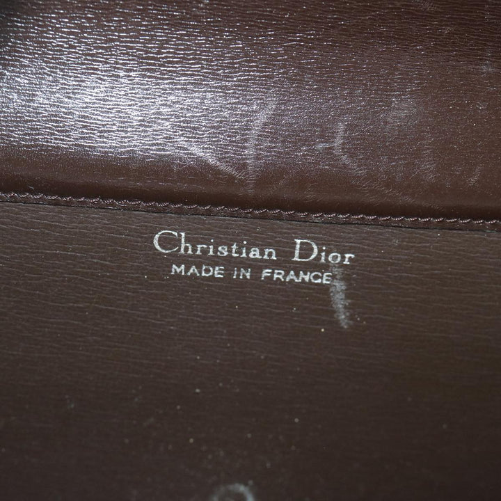 CHRISTIAN Top quality Dior Chain Shoulder Bag Leather Brown Auth bs11469