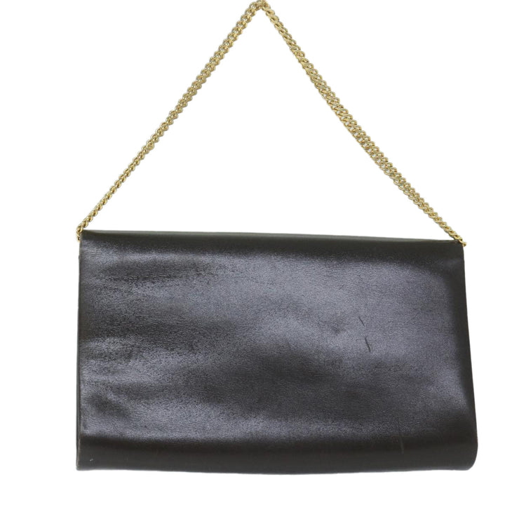 CHRISTIAN Top quality Dior Chain Shoulder Bag Leather Brown Auth bs11469