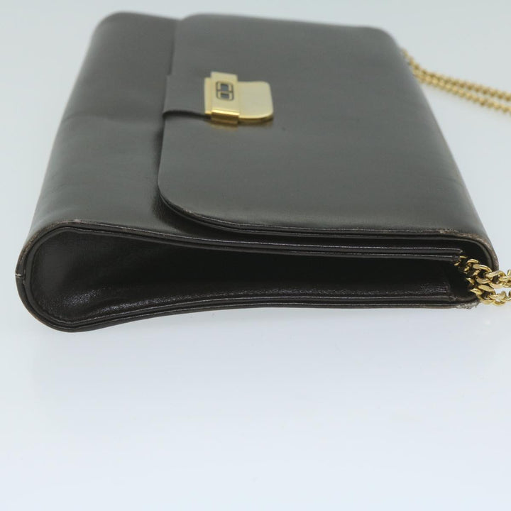 CHRISTIAN Top quality Dior Chain Shoulder Bag Leather Brown Auth bs11469