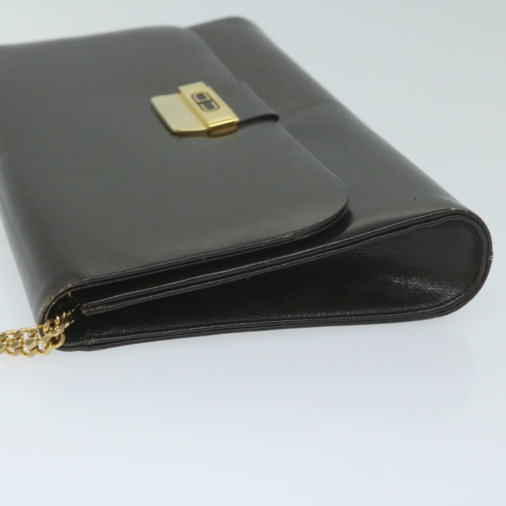 CHRISTIAN Top quality Dior Chain Shoulder Bag Leather Brown Auth bs11469