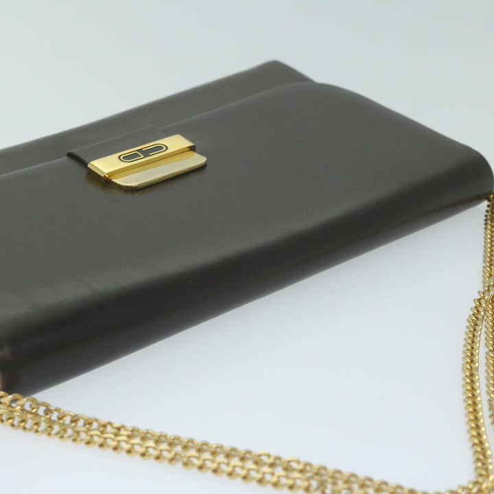 CHRISTIAN Top quality Dior Chain Shoulder Bag Leather Brown Auth bs11469