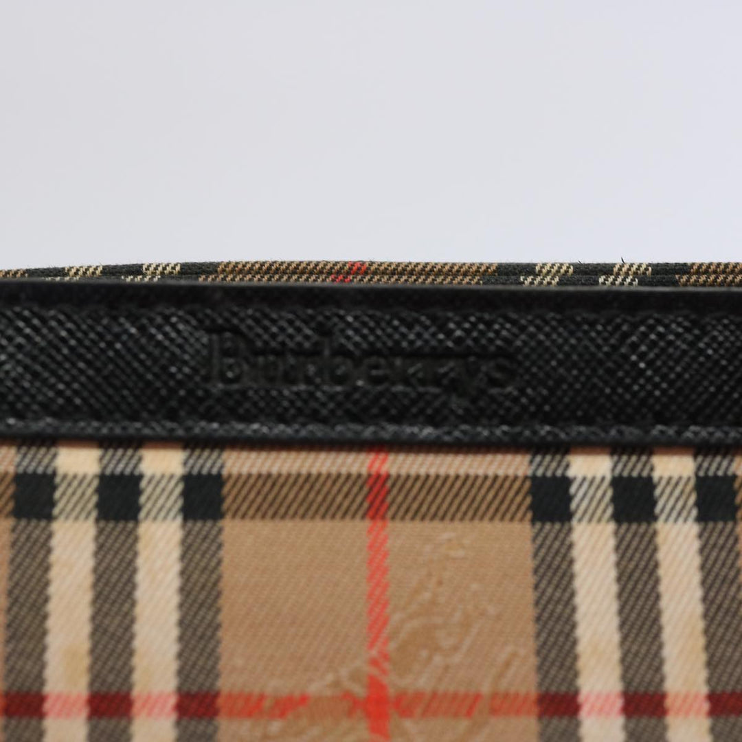 BURBERRYSs Nova Check Hand Bag Canvas Beige Black Auth bs11498