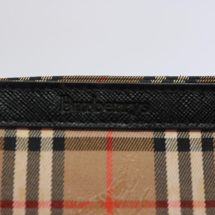 BURBERRYSs Nova Check Hand Bag Canvas Beige Black Auth bs11498