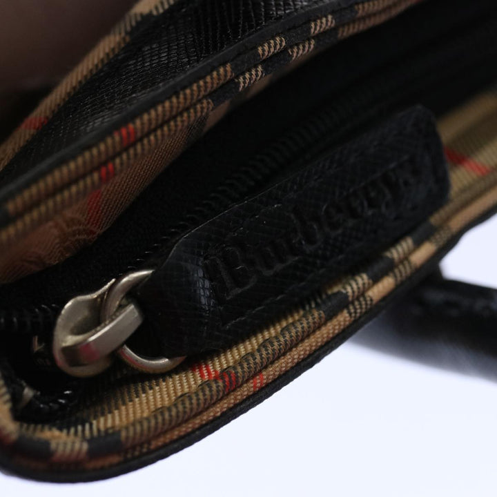 BURBERRYSs Nova Check Hand Bag Canvas Beige Black Auth bs11498