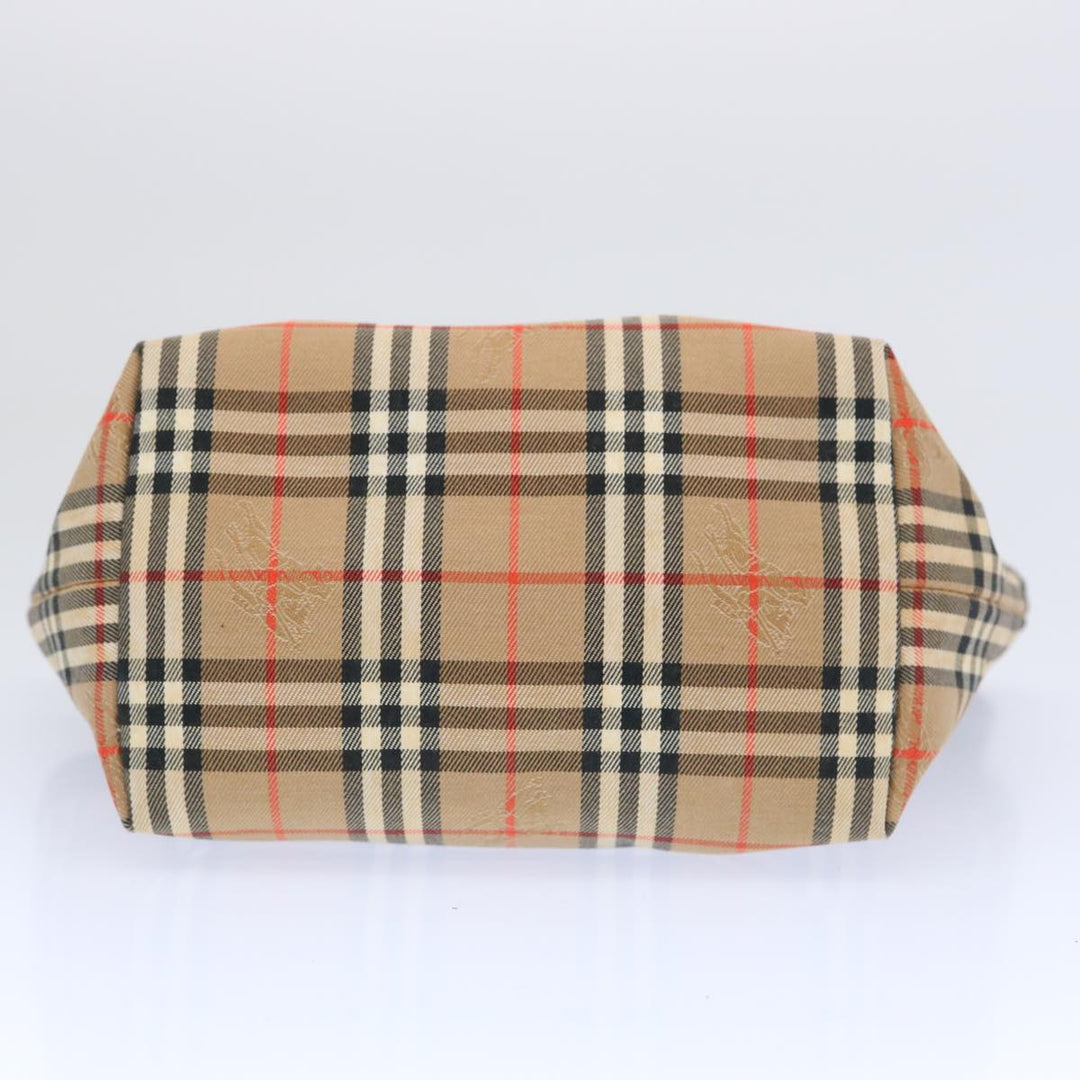 BURBERRYSs Nova Check Hand Bag Canvas Beige Black Auth bs11498