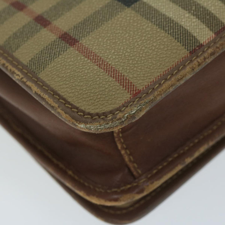 BurberrySs Nova Check Clutch Bag PVC Leather Beige Auth bs11501