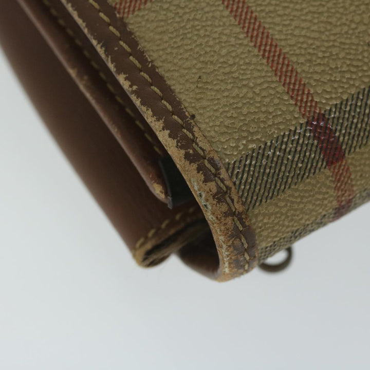 BurberrySs Nova Check Clutch Bag PVC Leather Beige Auth bs11501