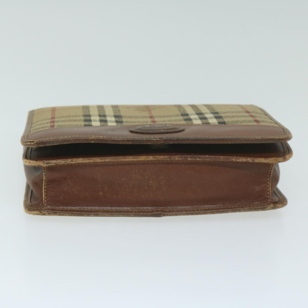 BurberrySs Nova Check Clutch Bag PVC Leather Beige Auth bs11501
