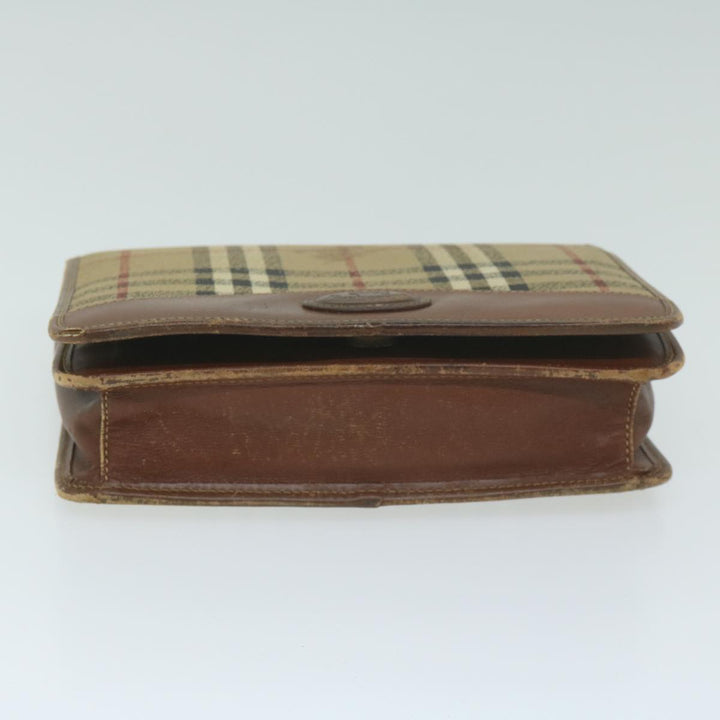 BurberrySs Nova Check Clutch Bag PVC Leather Beige Auth bs11501