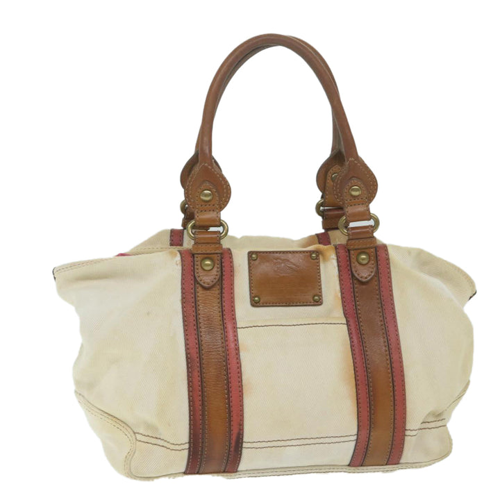 Burberry Blue Label Tote Bag Canvas Beige Auth bs11502