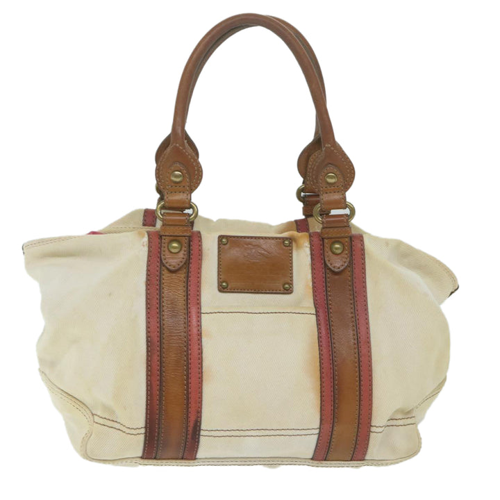 Burberry Blue Label Tote Bag Canvas Beige Auth bs11502