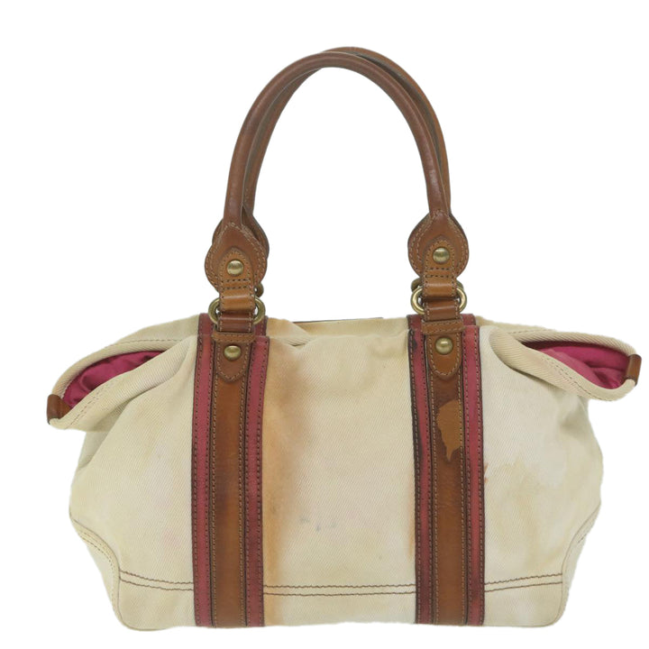 Burberry Blue Label Tote Bag Canvas Beige Auth bs11502