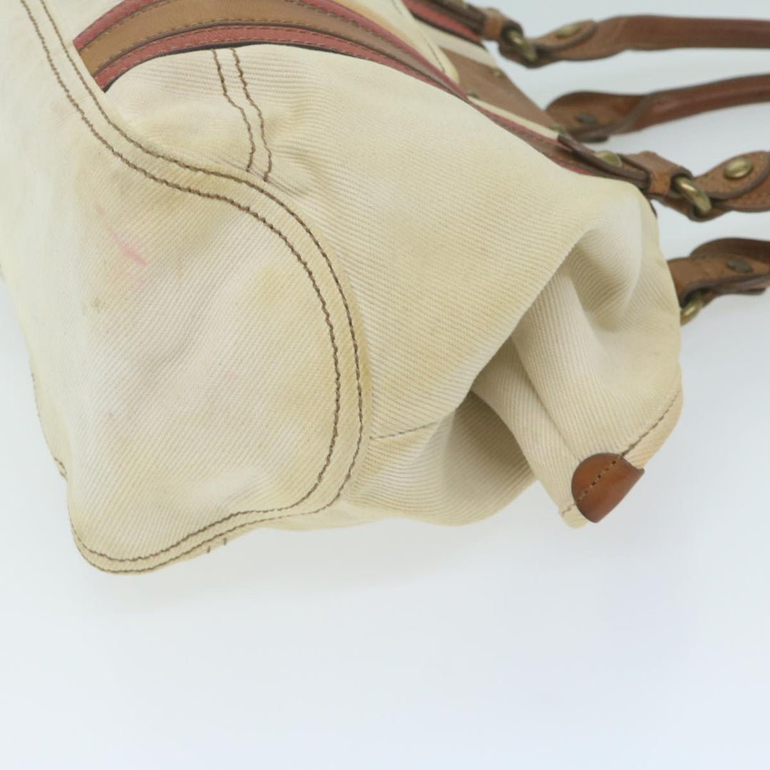 Burberry Blue Label Tote Bag Canvas Beige Auth bs11502