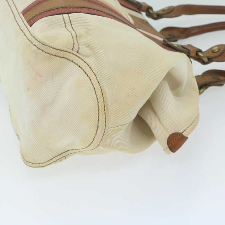 Burberry Blue Label Tote Bag Canvas Beige Auth bs11502