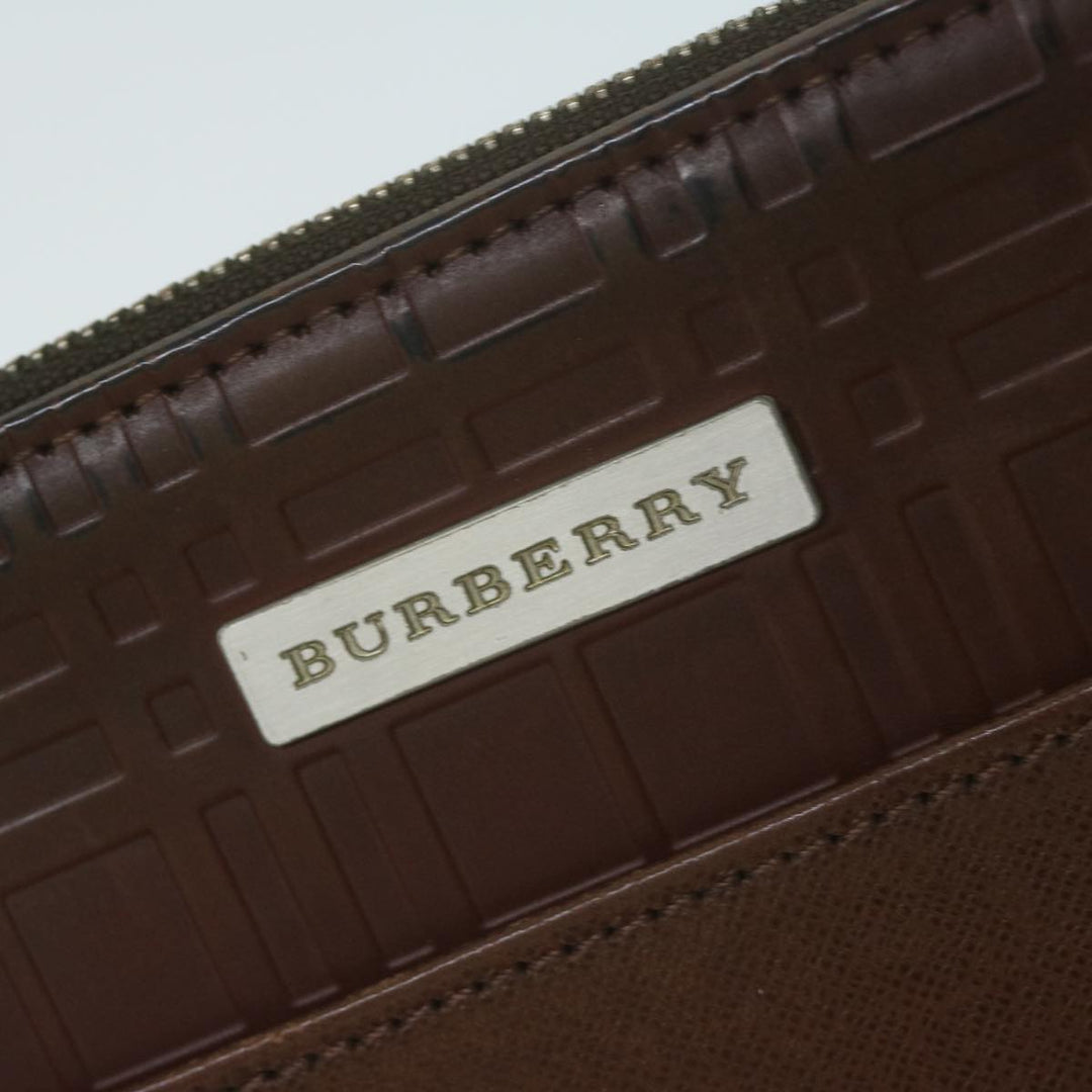 Burberry Clutch Bag Leather Brown Auth bs11520