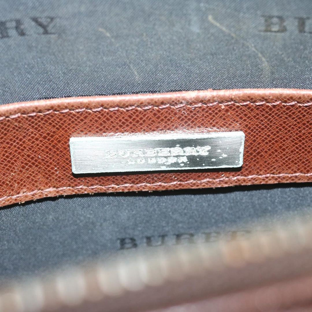 Burberry Clutch Bag Leather Brown Auth bs11520