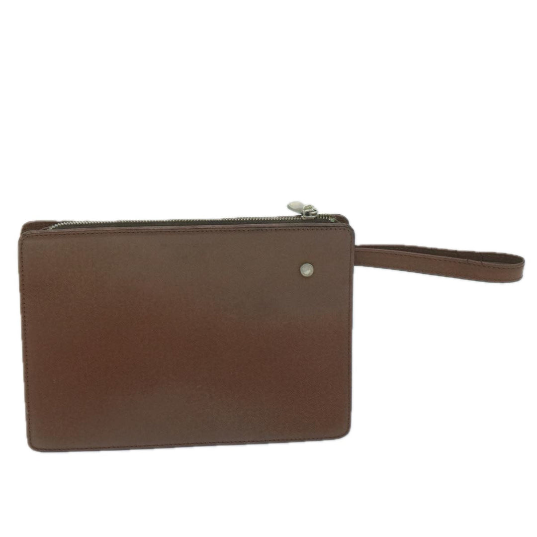 Burberry Clutch Bag Leather Brown Auth bs11520