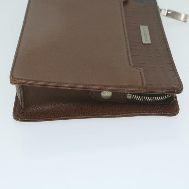 Burberry Clutch Bag Leather Brown Auth bs11520