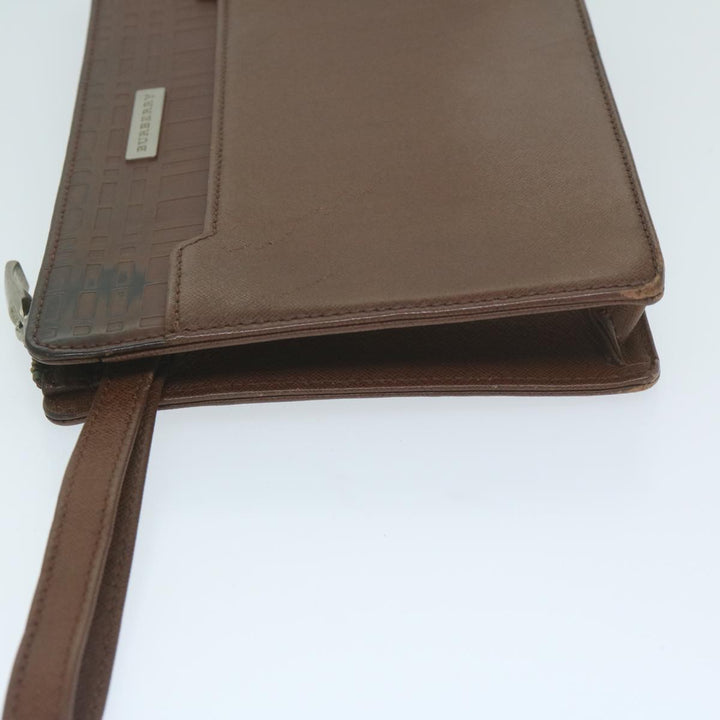 Burberry Clutch Bag Leather Brown Auth bs11520