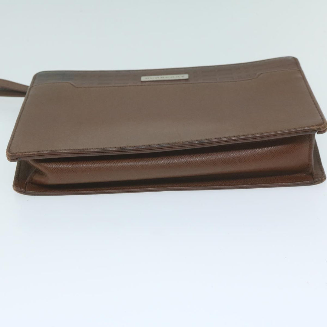 Burberry Clutch Bag Leather Brown Auth bs11520