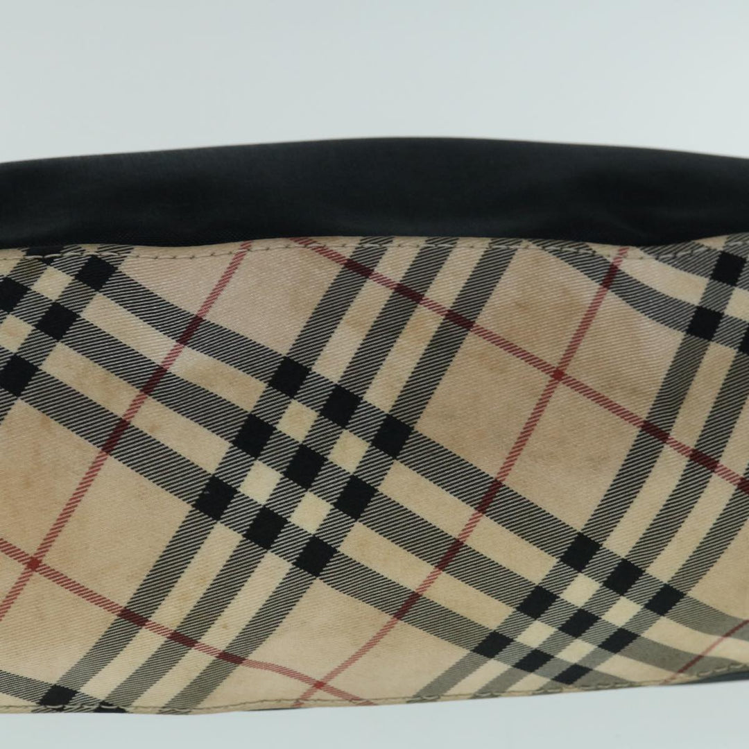 Burberry Nova Check Blue Label Shoulder Bag Nylon Black Beige Auth bs11547
