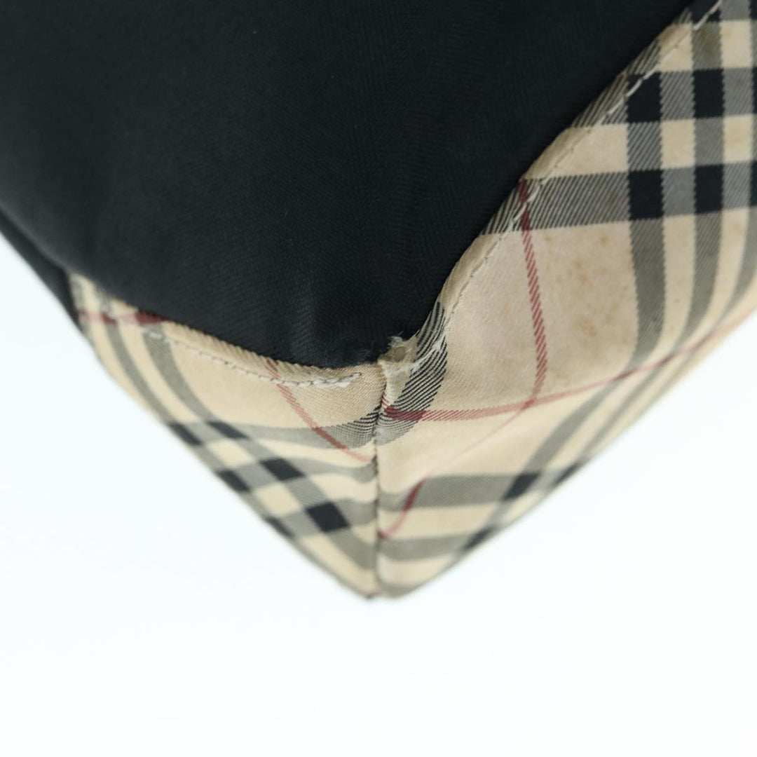 Burberry Nova Check Blue Label Shoulder Bag Nylon Black Beige Auth bs11547