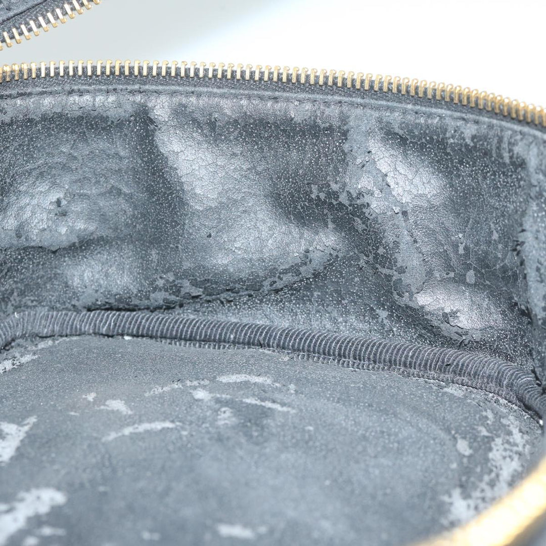 Chanel Vanity Cosmetic Pouch Caviar Skin Black CC Auth bs11563
