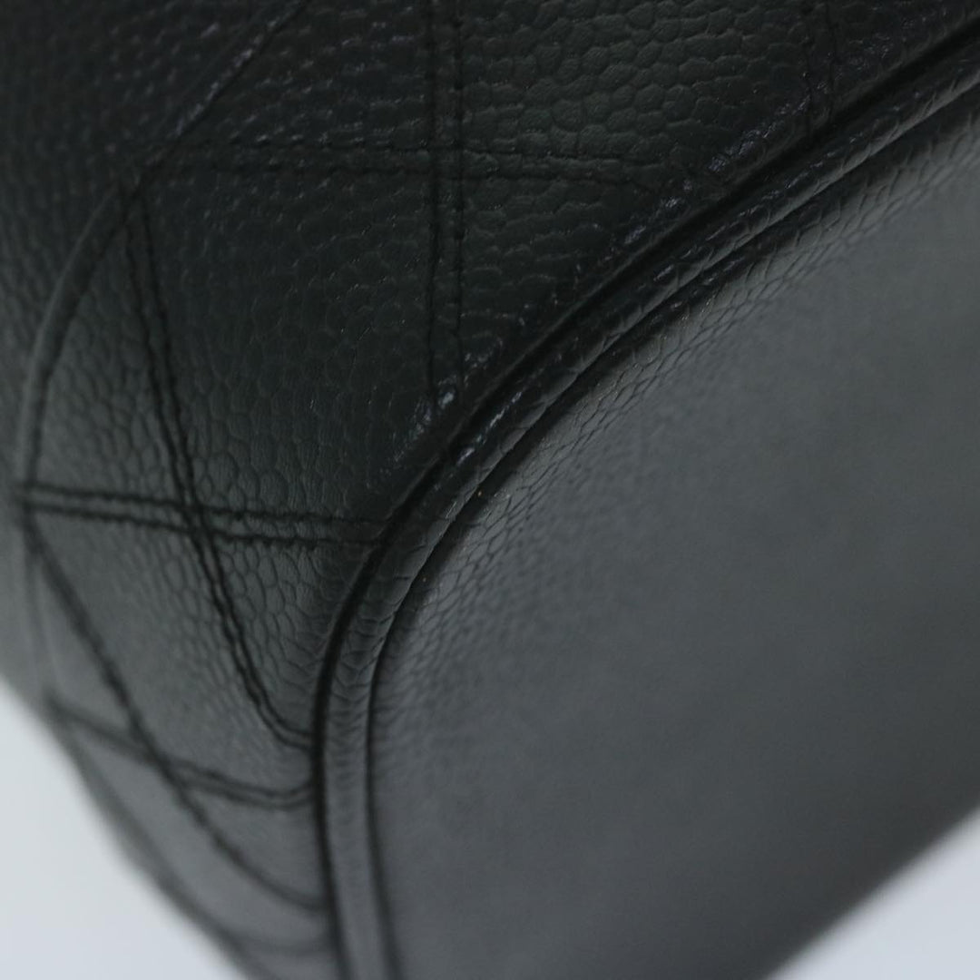Chanel Vanity Cosmetic Pouch Caviar Skin Black CC Auth bs11563