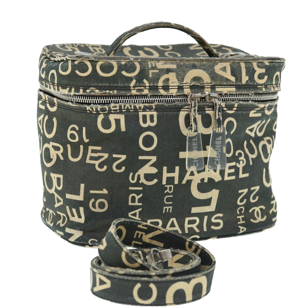 Chanel Bycy Vanity Cosmetic Pouch Canvas Black CC Auth bs11565
