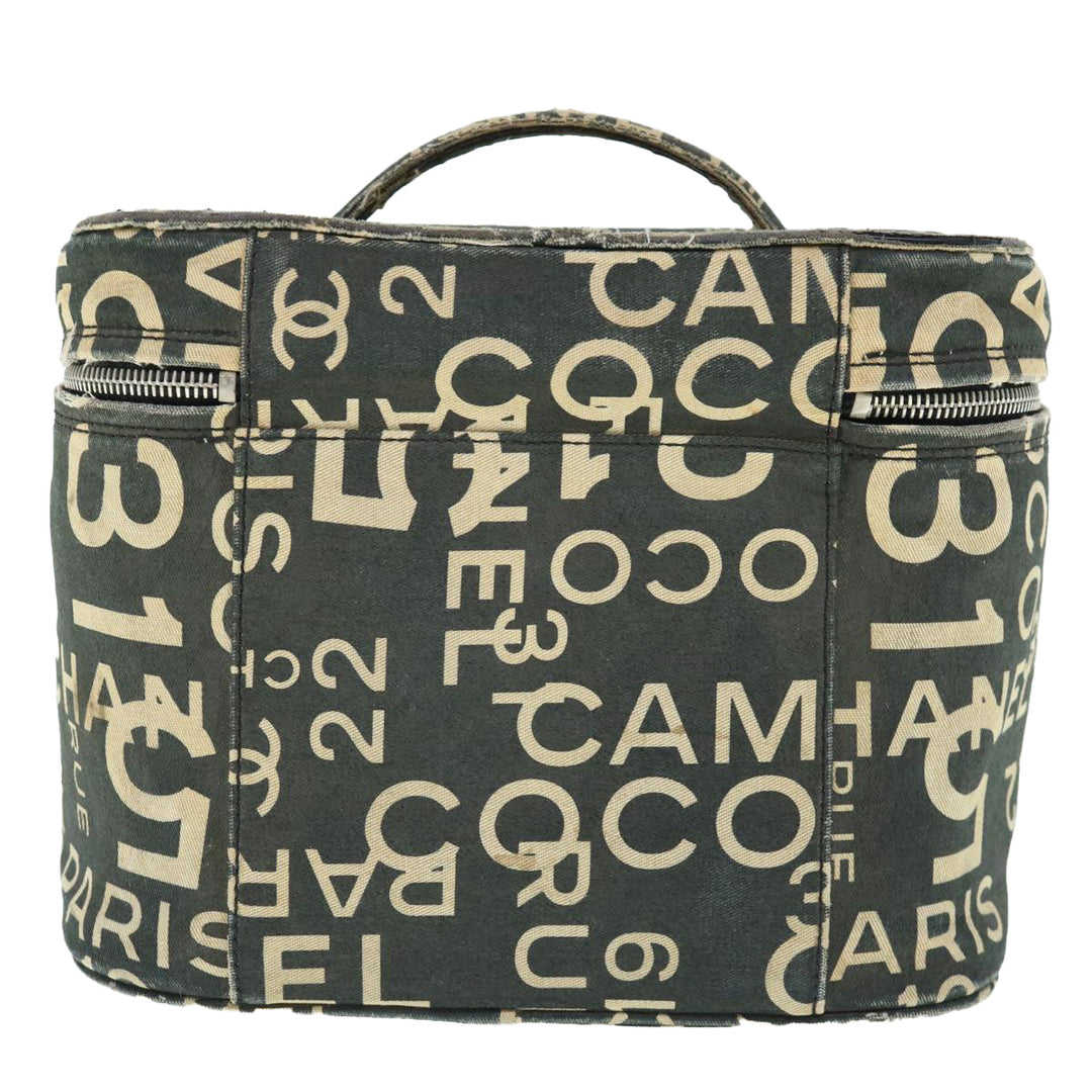 Chanel Bycy Vanity Cosmetic Pouch Canvas Black CC Auth bs11565