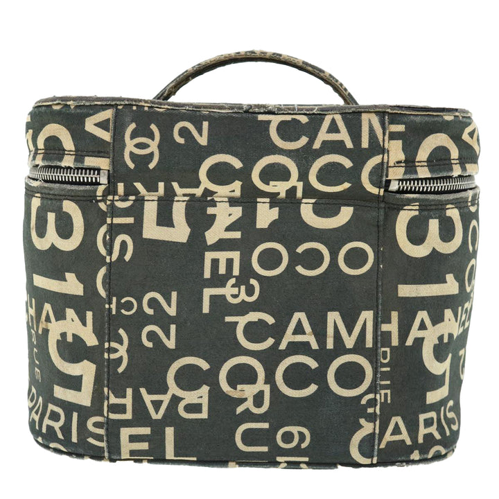 Chanel Bycy Vanity Cosmetic Pouch Canvas Black CC Auth bs11565