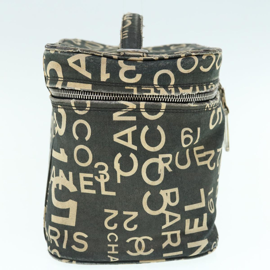 Chanel Bycy Vanity Cosmetic Pouch Canvas Black CC Auth bs11565