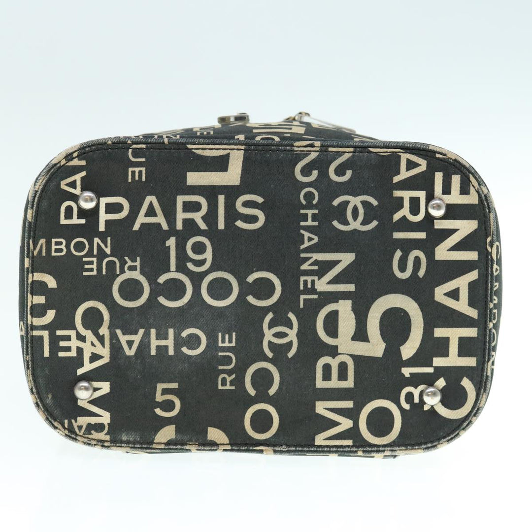 Chanel Bycy Vanity Cosmetic Pouch Canvas Black CC Auth bs11565