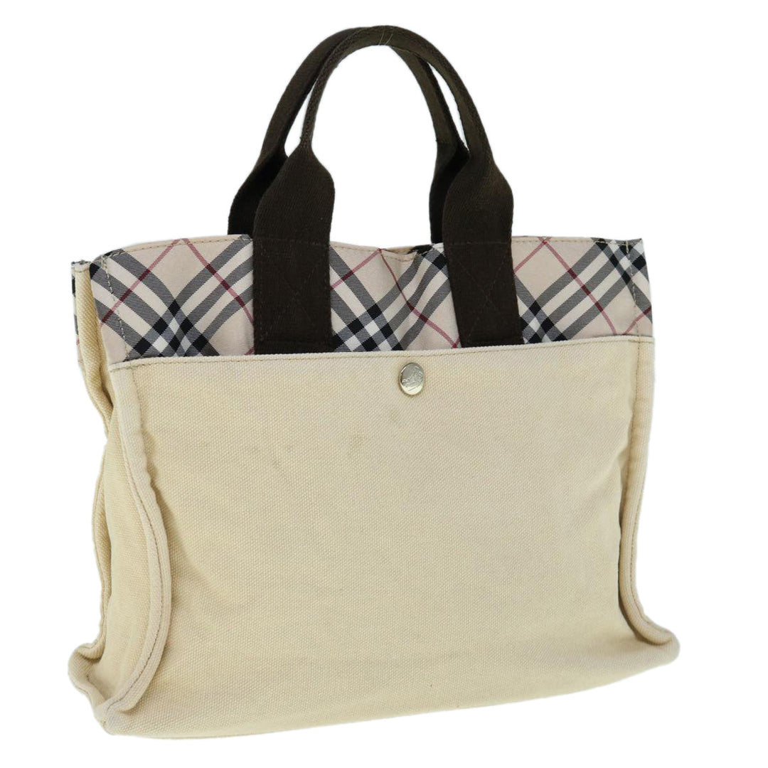 Burberry Nova Check Blue Label Hand Bag Canvas Beige Auth bs11598