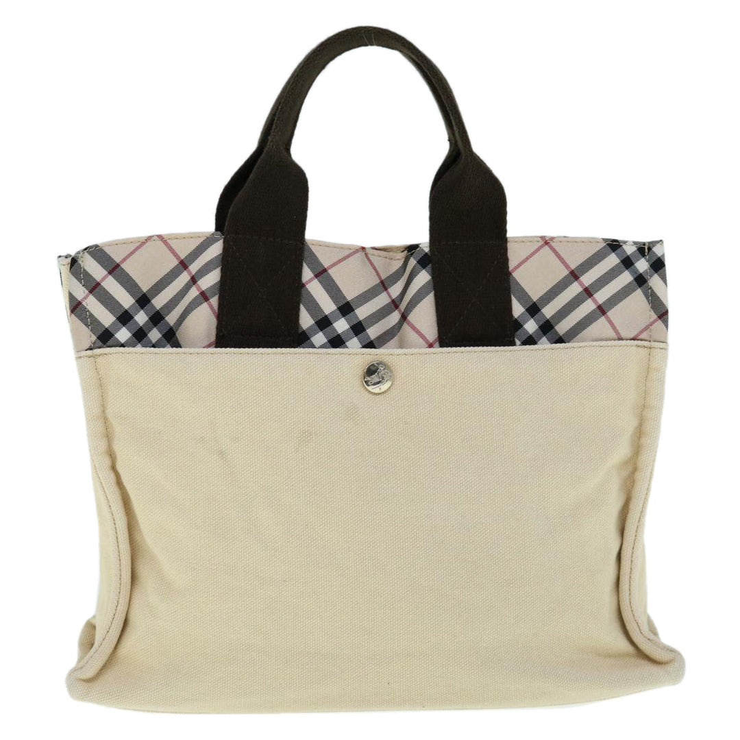 Burberry Nova Check Blue Label Hand Bag Canvas Beige Auth bs11598