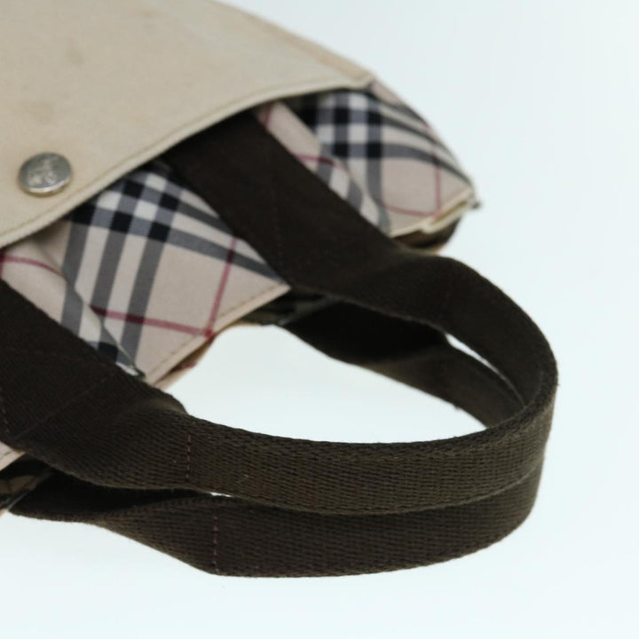 Burberry Nova Check Blue Label Hand Bag Canvas Beige Auth bs11598