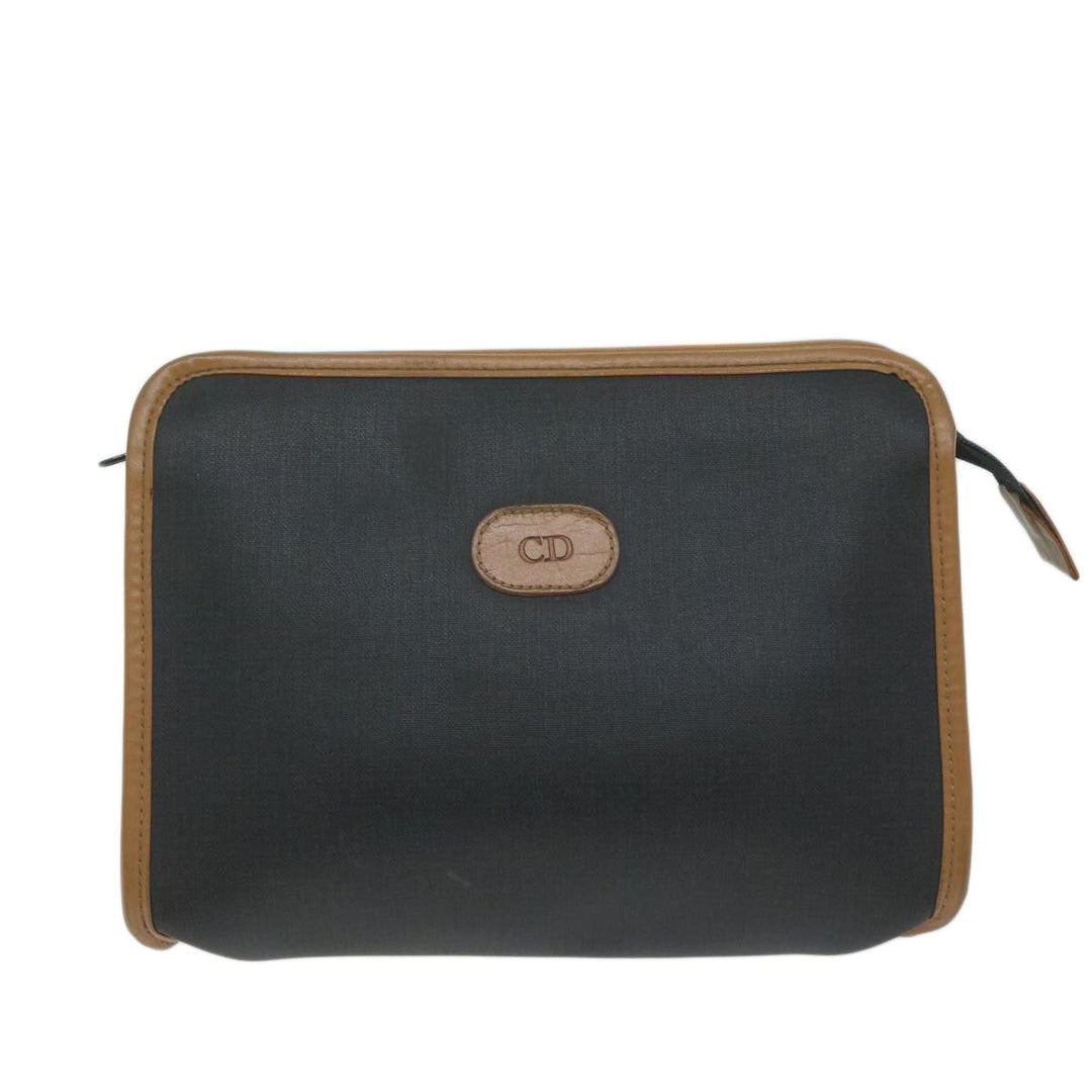 CHRISTIAN Top quality Dior Clutch Bag PVC Canvas Black Auth bs11617