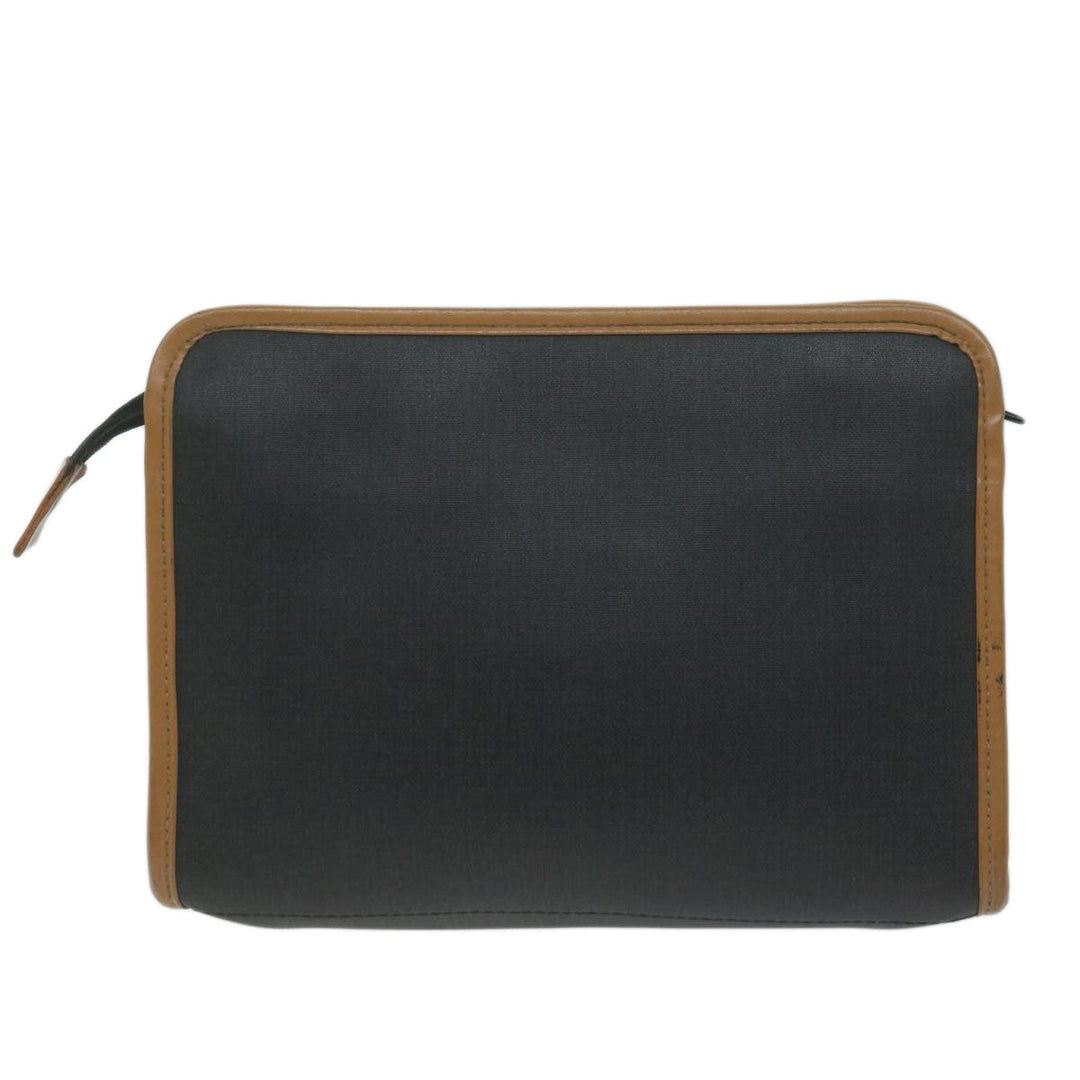 CHRISTIAN Top quality Dior Clutch Bag PVC Canvas Black Auth bs11617