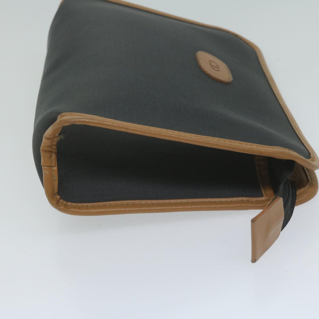 CHRISTIAN Top quality Dior Clutch Bag PVC Canvas Black Auth bs11617
