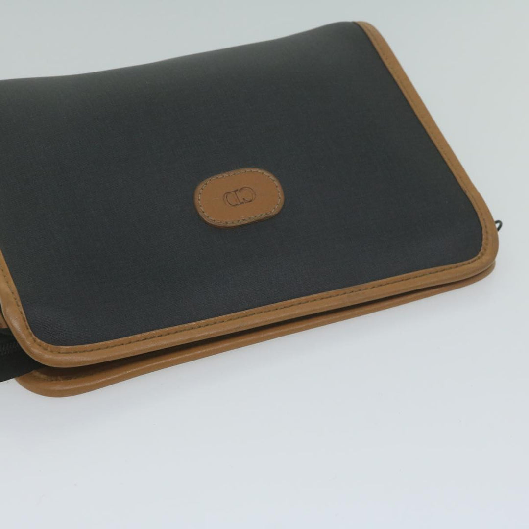 CHRISTIAN Top quality Dior Clutch Bag PVC Canvas Black Auth bs11617