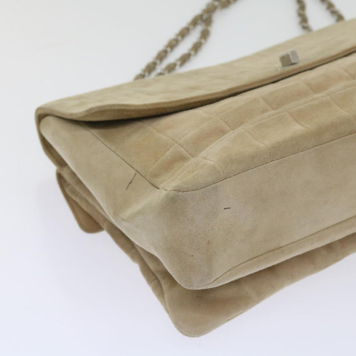 Top Quality Chanel Choco Bar Chain Shoulder Bag Suede Beige CC Auth bs11679