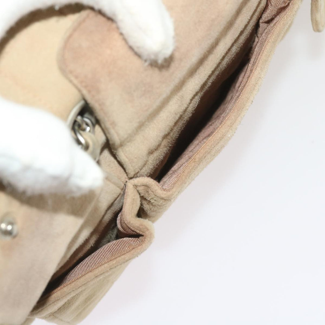 Top Quality Chanel Choco Bar Chain Shoulder Bag Suede Beige CC Auth bs11679