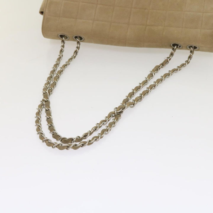 Top Quality Chanel Choco Bar Chain Shoulder Bag Suede Beige CC Auth bs11679