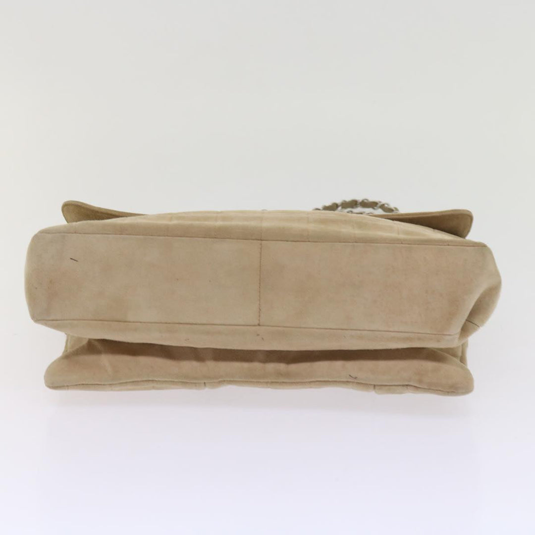 Top Quality Chanel Choco Bar Chain Shoulder Bag Suede Beige CC Auth bs11679
